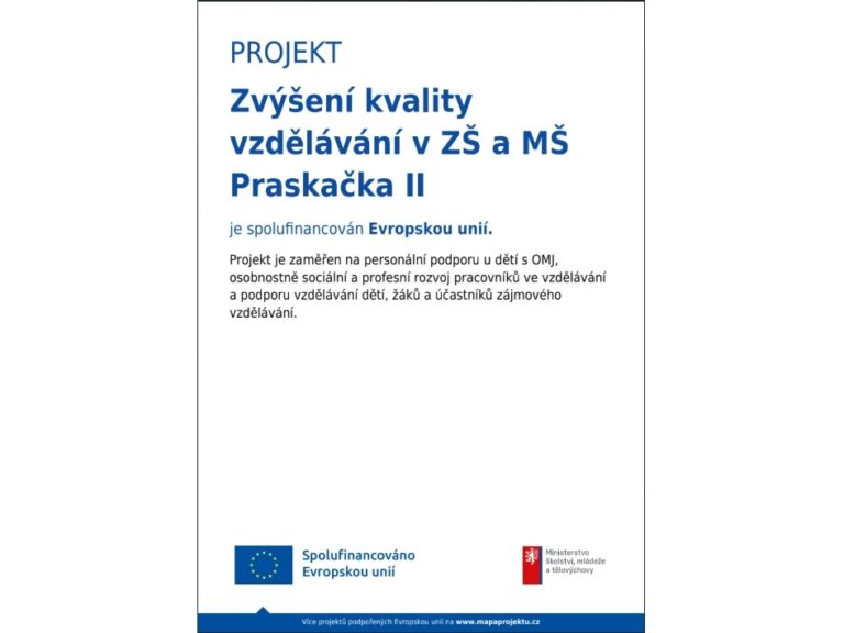 Přečtete si více ze článku 2026 PROJEKT – Zvýšení kvality vzdělávání v ZŠ a MŠ Praskačka II
